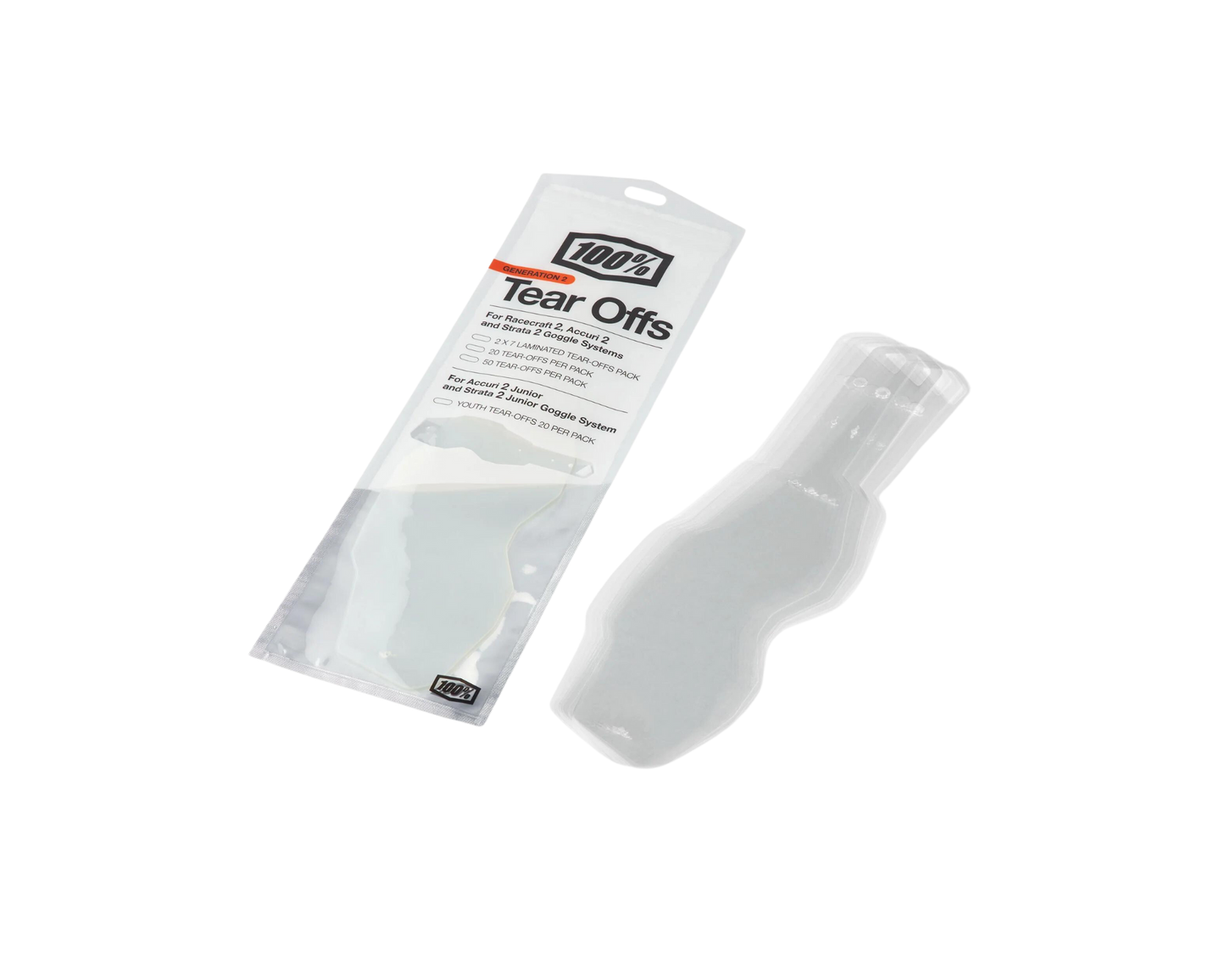 100% RACECRAFT/ACCURI/STRATA YOUTH GEN 2 STANDARD TEAR-OFFS 20 PACK