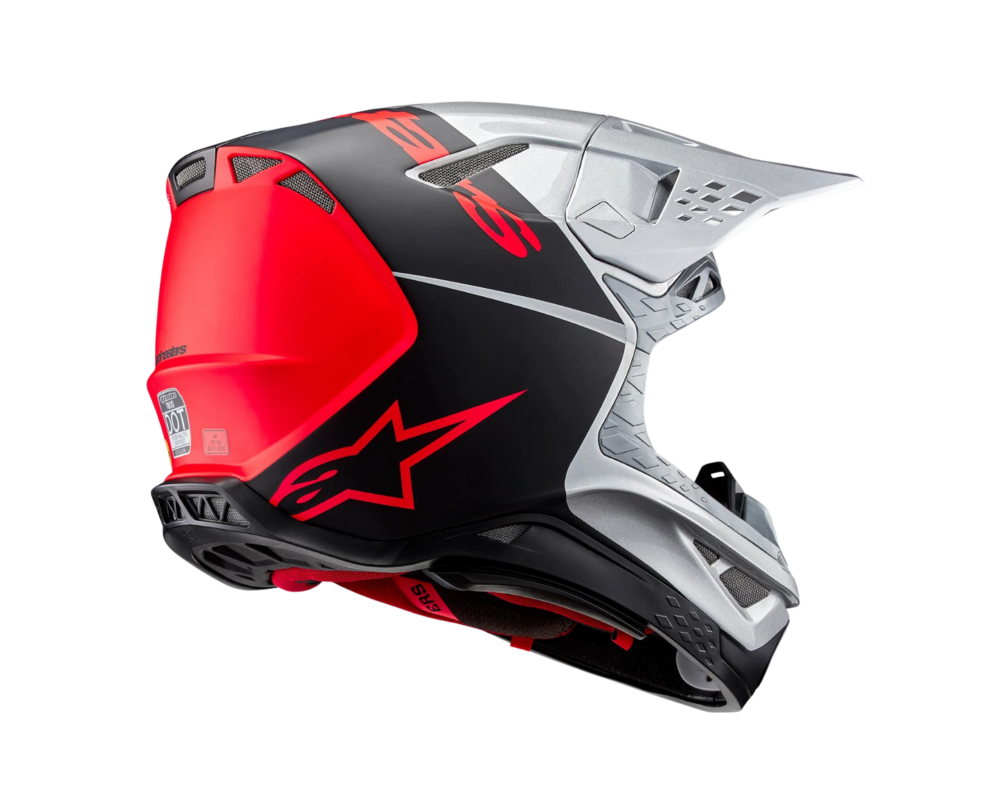 ALPINESTARS 2025 S-M10 FLOOD SILVER/BLACK/FLURO ORANGE HELMET