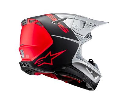 ALPINESTARS 2025 S-M10 FLOOD SILVER/BLACK/FLURO ORANGE HELMET