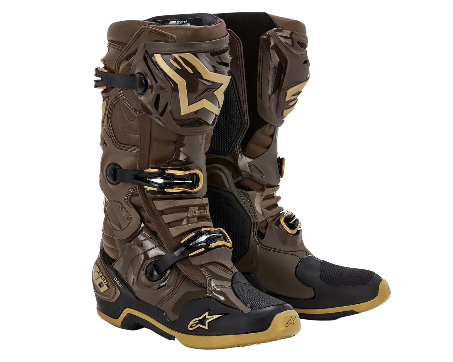 ALPINESTARS 2023 LE SQUAD TECH 10 DARK BROWN/KANGAROO GOLD BOOTS