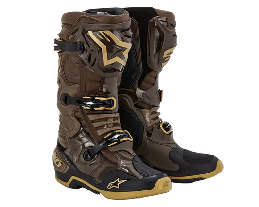 ALPINESTARS 2023 LE SQUAD TECH 10 DARK BROWN/KANGAROO GOLD BOOTS