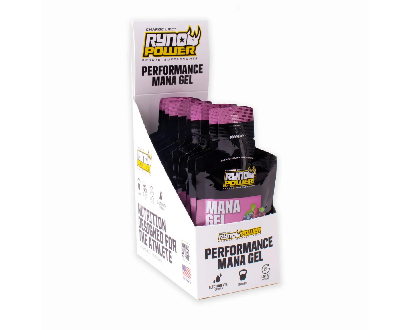 RYNO POWER MANA MIXED BERRY PERFORMANCE GEL 12 x 32G CADDY