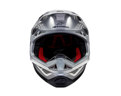 ALPINESTARS 2025 S-M10 FLOOD SILVER/BLACK/FLURO ORANGE HELMET