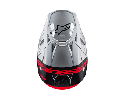 ALPINESTARS 2025 S-M10 FLOOD SILVER/BLACK/FLURO ORANGE HELMET