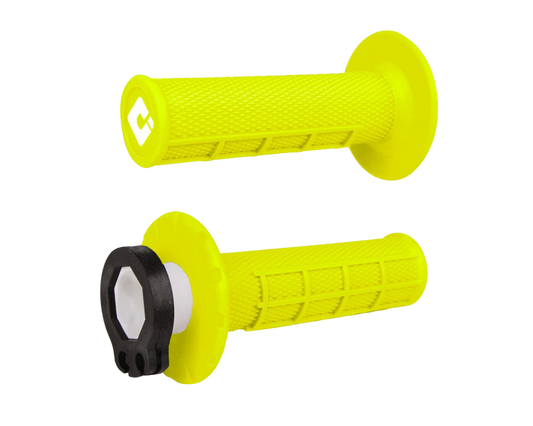 ODI HALF WAFFLE LOCK ON GRIPS 2T / 4T FLURO YELLOW