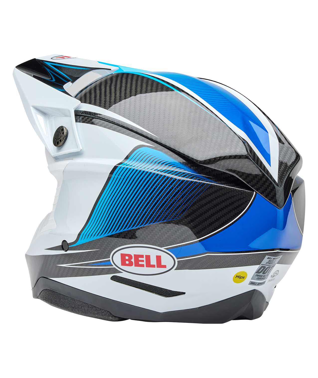 BELL 2025 MOTO-10 SPHERICAL EVADE WHITE/BLUE HELMET