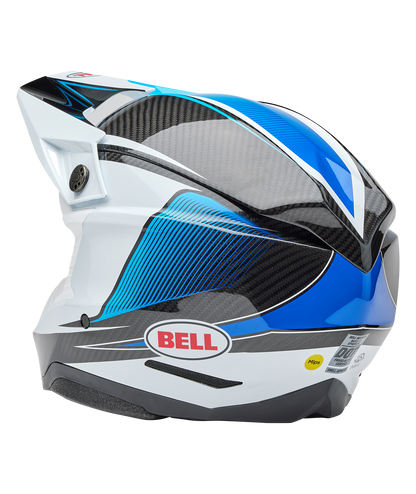 BELL 2025 MOTO-10 SPHERICAL EVADE WHITE/BLUE HELMET