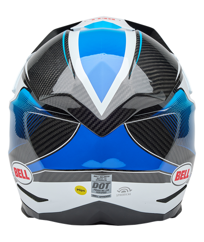 BELL 2025 MOTO-10 SPHERICAL EVADE WHITE/BLUE HELMET