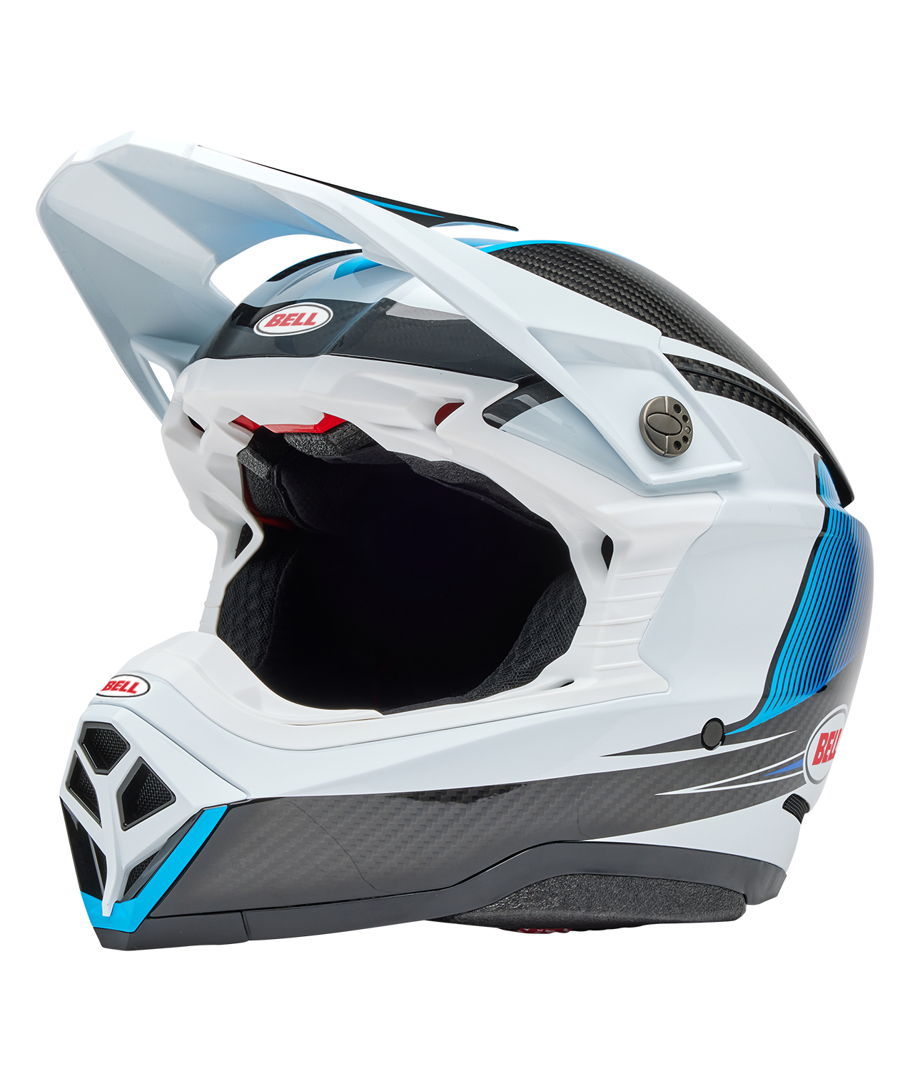 BELL 2025 MOTO-10 SPHERICAL EVADE WHITE/BLUE HELMET