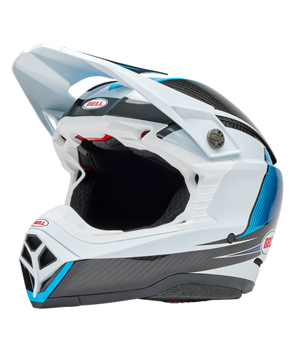 BELL 2025 MOTO-10 SPHERICAL EVADE WHITE/BLUE HELMET