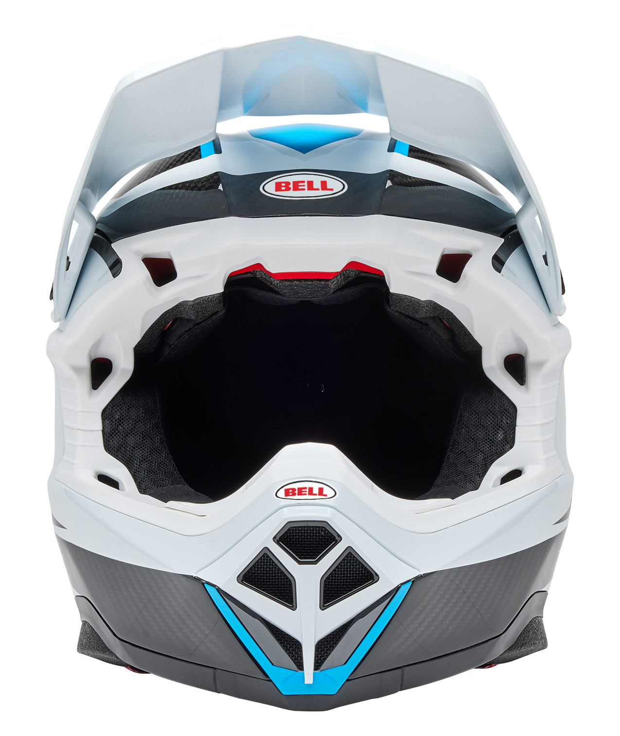 BELL 2025 MOTO-10 SPHERICAL EVADE WHITE/BLUE HELMET