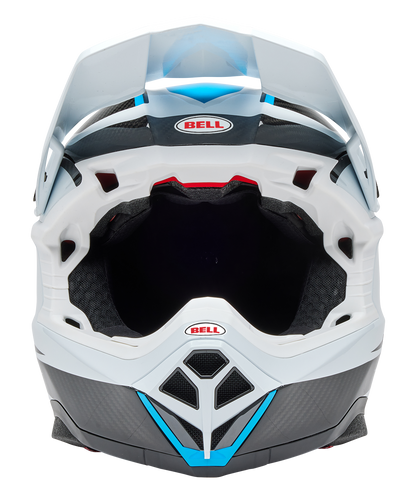 BELL 2025 MOTO-10 SPHERICAL EVADE WHITE/BLUE HELMET