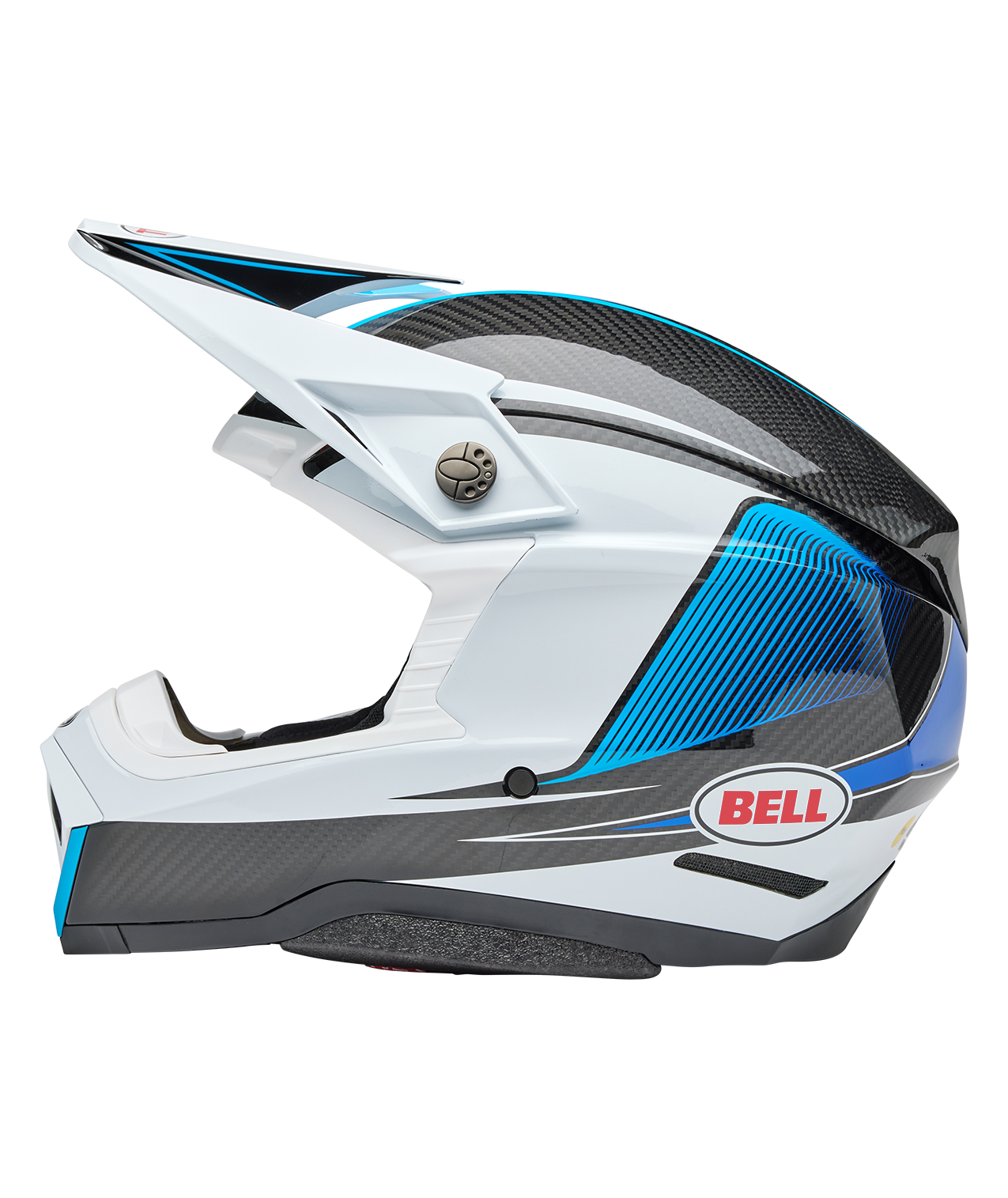 BELL 2025 MOTO-10 SPHERICAL EVADE WHITE/BLUE HELMET