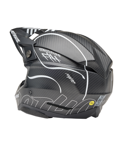 BELL 2025 MOTO-10 SPHERICAL FASTHOUSE RAVEN MATTE BLACK/WHITE HELMET