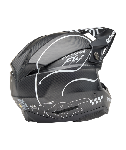 BELL 2025 MOTO-10 SPHERICAL FASTHOUSE RAVEN MATTE BLACK/WHITE HELMET