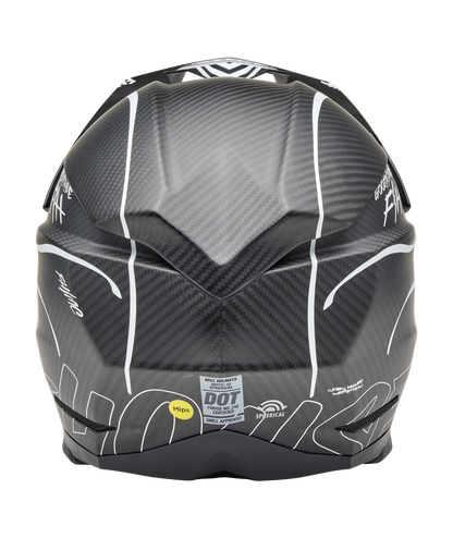 BELL 2025 MOTO-10 SPHERICAL FASTHOUSE RAVEN MATTE BLACK/WHITE HELMET