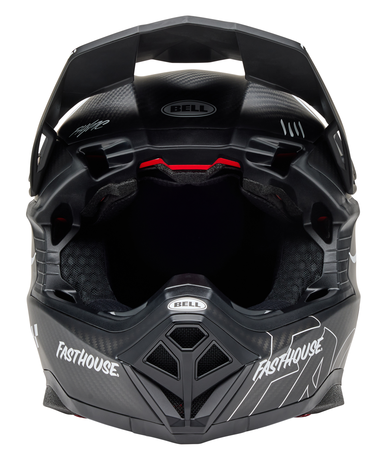 BELL 2025 MOTO-10 SPHERICAL FASTHOUSE RAVEN MATTE BLACK/WHITE HELMET