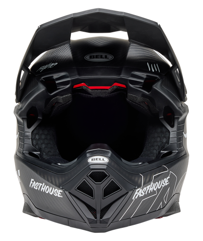 BELL 2025 MOTO-10 SPHERICAL FASTHOUSE RAVEN MATTE BLACK/WHITE HELMET