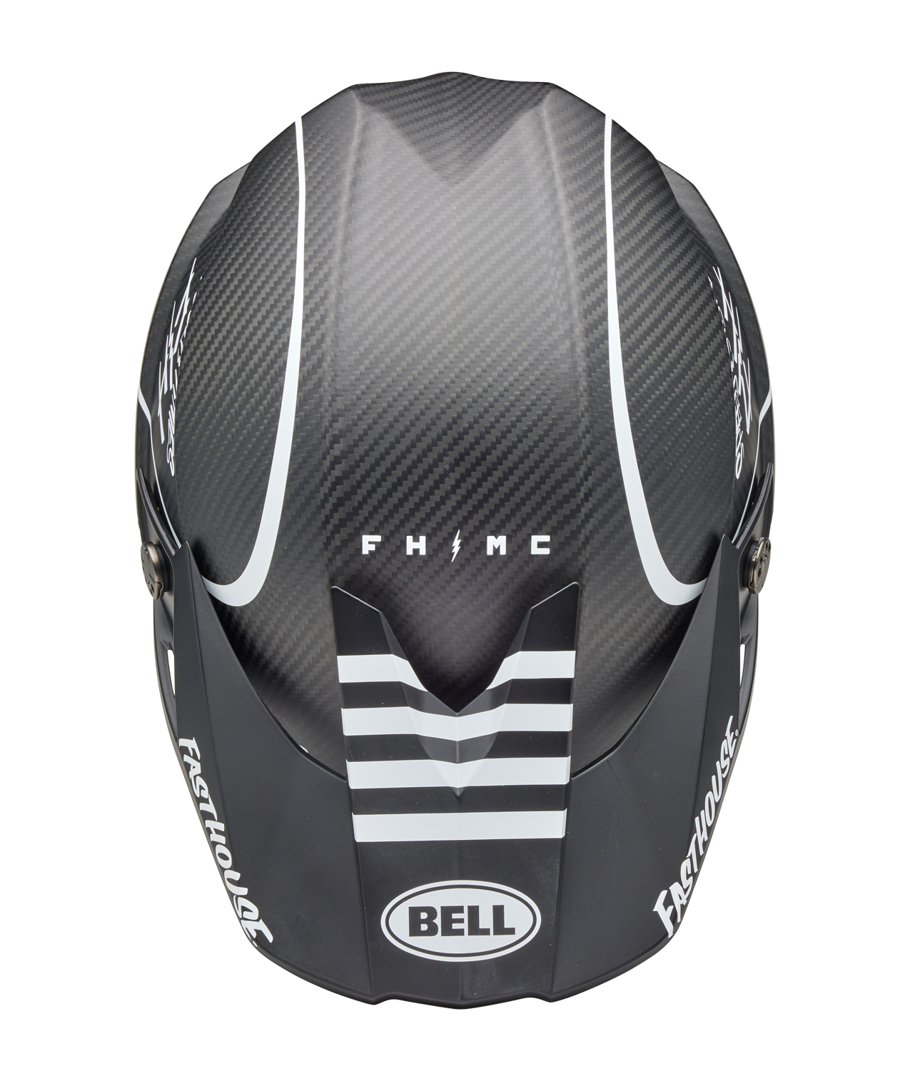 BELL 2025 MOTO-10 SPHERICAL FASTHOUSE RAVEN MATTE BLACK/WHITE HELMET