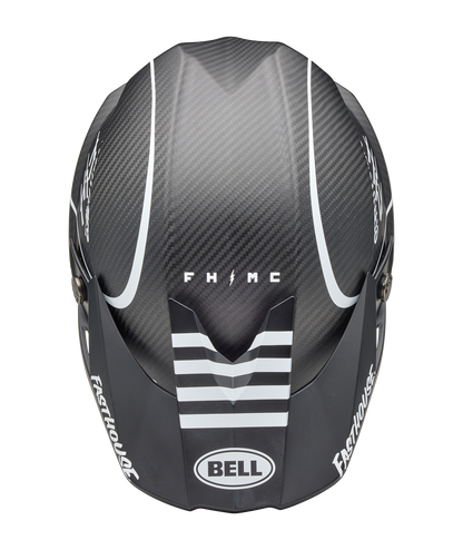 BELL 2025 MOTO-10 SPHERICAL FASTHOUSE RAVEN MATTE BLACK/WHITE HELMET