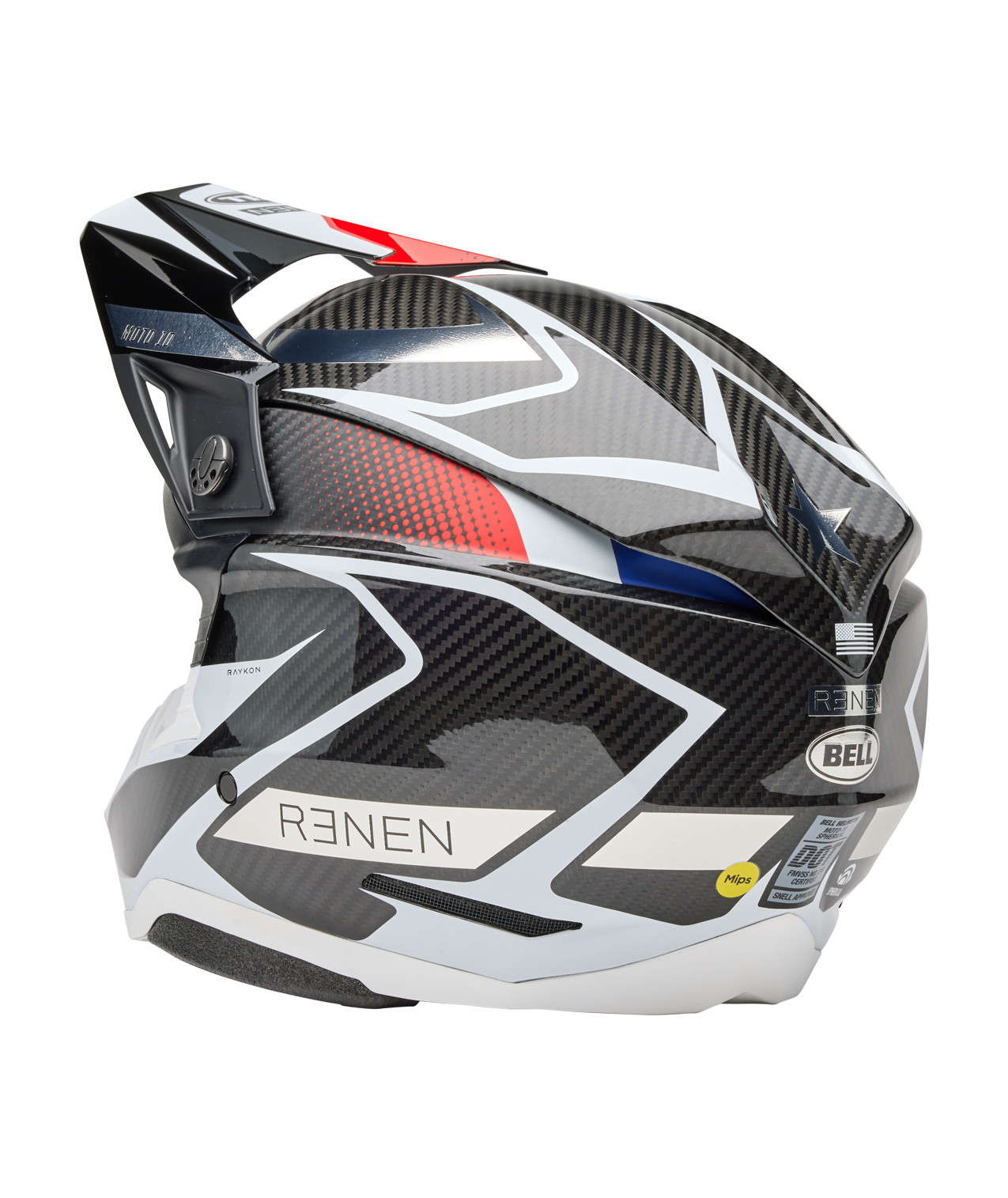 BELL 2025 MOTO-10 SPHERICAL RENEN RAYCON MATTE/GLOSS BLACK/WHITE HELMET