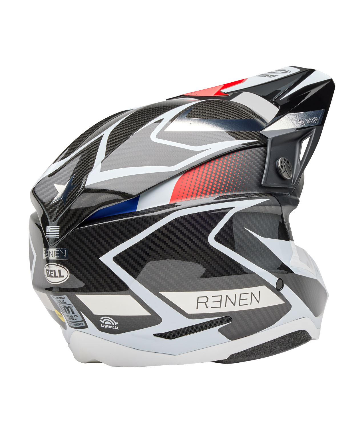 BELL 2025 MOTO-10 SPHERICAL RENEN RAYCON MATTE/GLOSS BLACK/WHITE HELMET