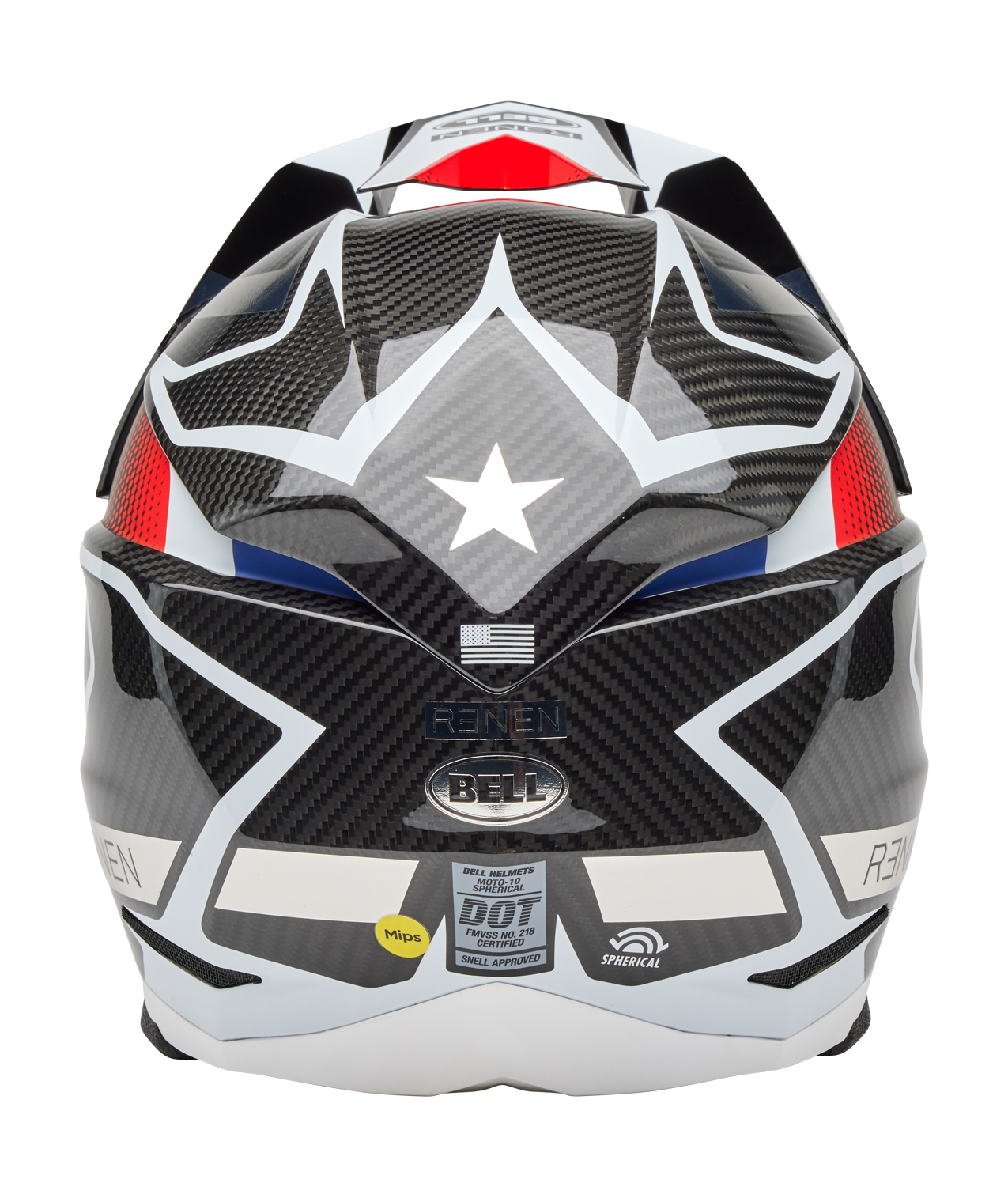 BELL 2025 MOTO-10 SPHERICAL RENEN RAYCON MATTE/GLOSS BLACK/WHITE HELMET