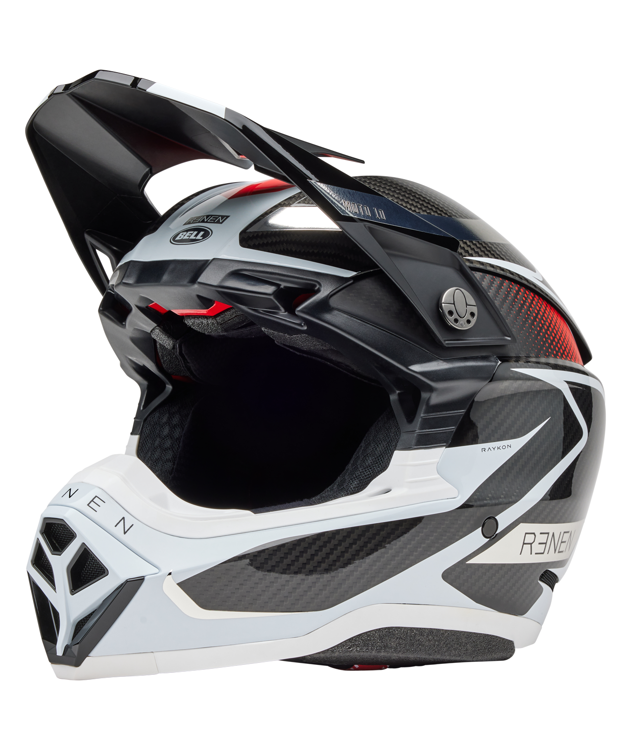 BELL 2025 MOTO-10 SPHERICAL RENEN RAYCON MATTE/GLOSS BLACK/WHITE HELMET