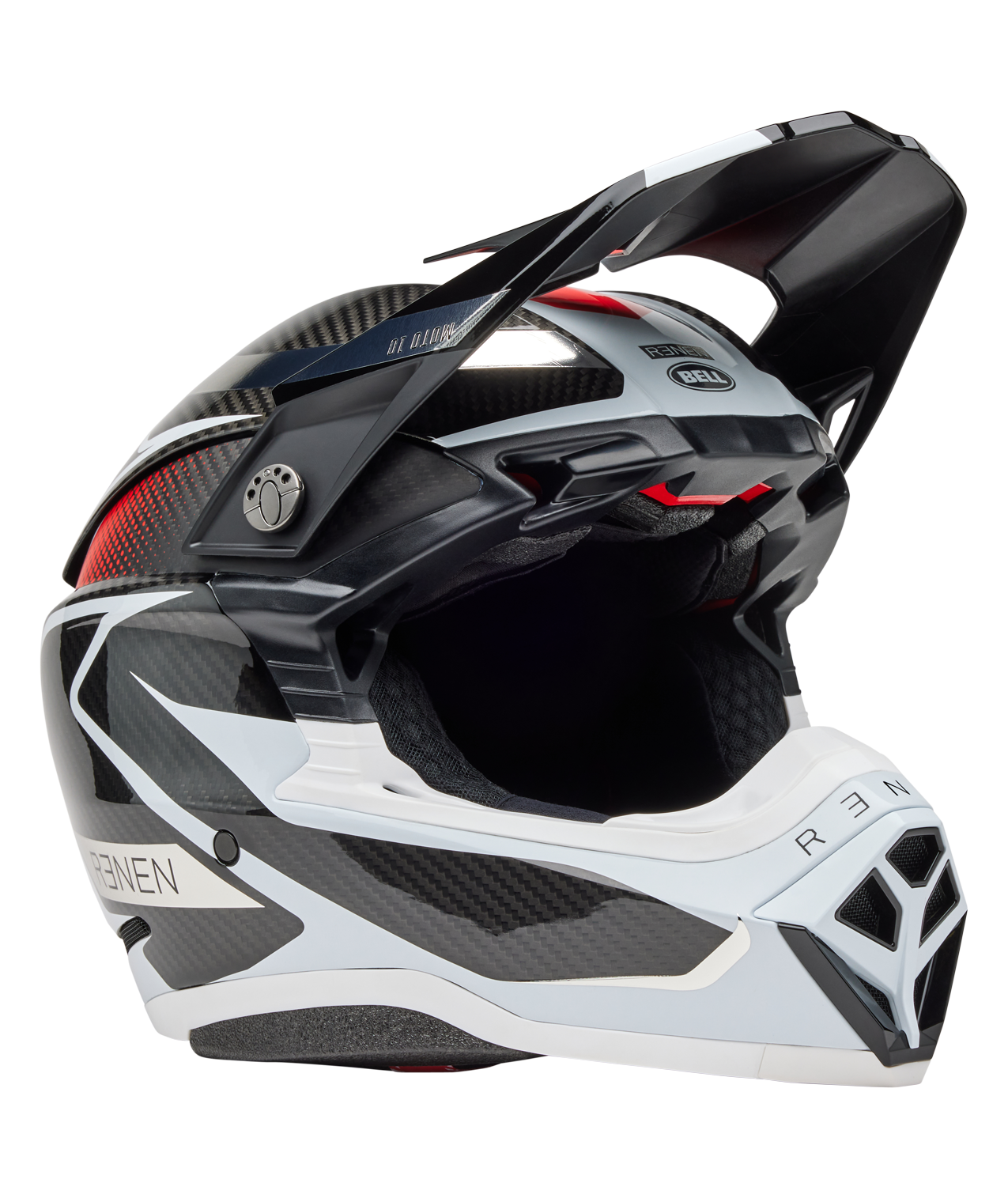 BELL 2025 MOTO-10 SPHERICAL RENEN RAYCON MATTE/GLOSS BLACK/WHITE HELMET