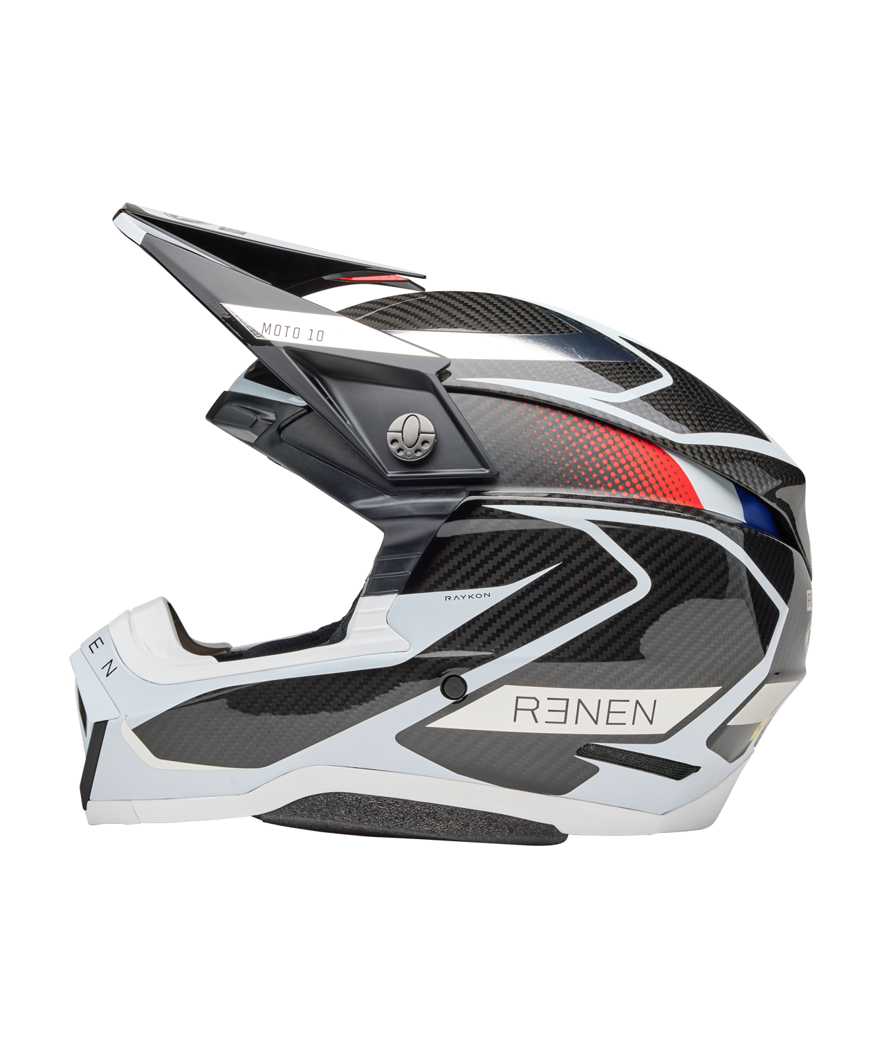 BELL 2025 MOTO-10 SPHERICAL RENEN RAYCON MATTE/GLOSS BLACK/WHITE HELMET