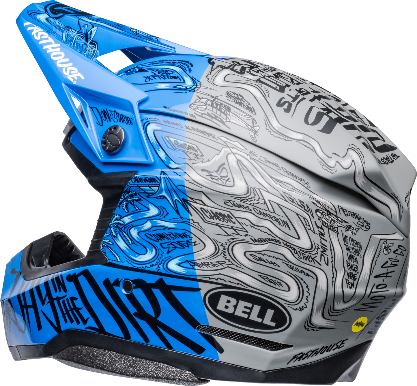 BELL LE MOTO-10 SPHERICAL FASTHOUSE DAY IN THE DIRT BLUE/GREY HELMET