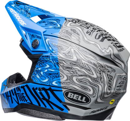 BELL LE MOTO-10 SPHERICAL FASTHOUSE DAY IN THE DIRT BLUE/GREY HELMET