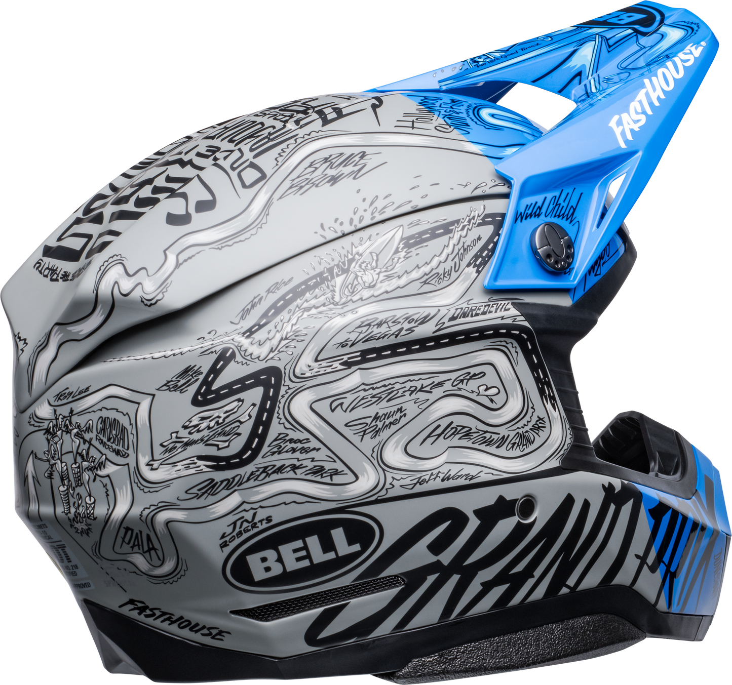 BELL LE MOTO-10 SPHERICAL FASTHOUSE DAY IN THE DIRT BLUE/GREY HELMET