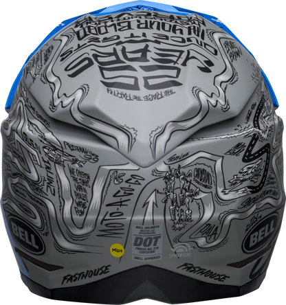 BELL LE MOTO-10 SPHERICAL FASTHOUSE DAY IN THE DIRT BLUE/GREY HELMET