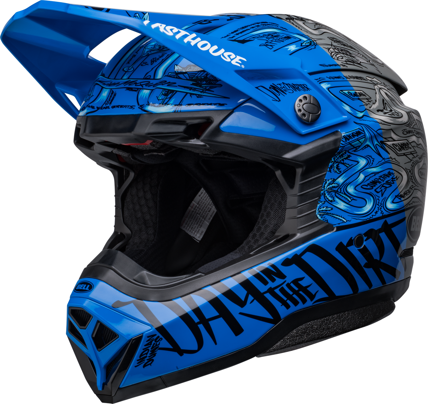 BELL LE MOTO-10 SPHERICAL FASTHOUSE DAY IN THE DIRT BLUE/GREY HELMET