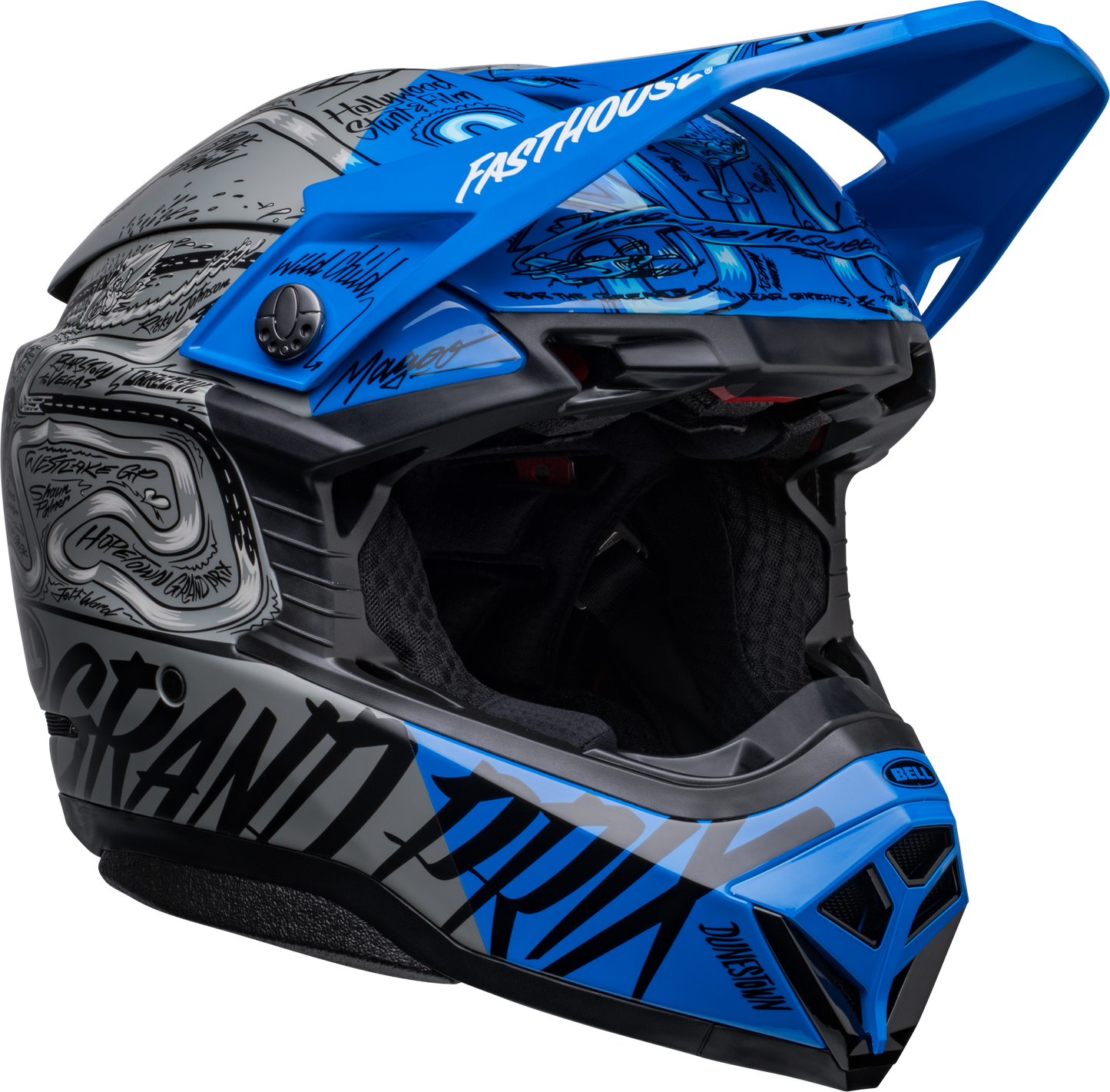 BELL LE MOTO-10 SPHERICAL FASTHOUSE DAY IN THE DIRT BLUE/GREY HELMET