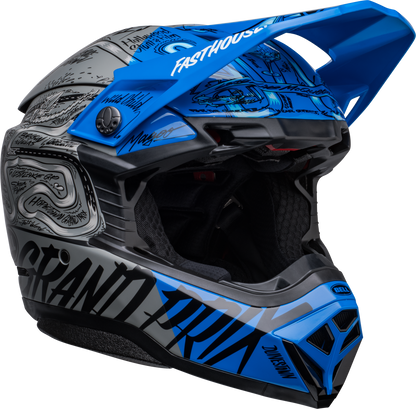 BELL LE MOTO-10 SPHERICAL FASTHOUSE DAY IN THE DIRT BLUE/GREY HELMET