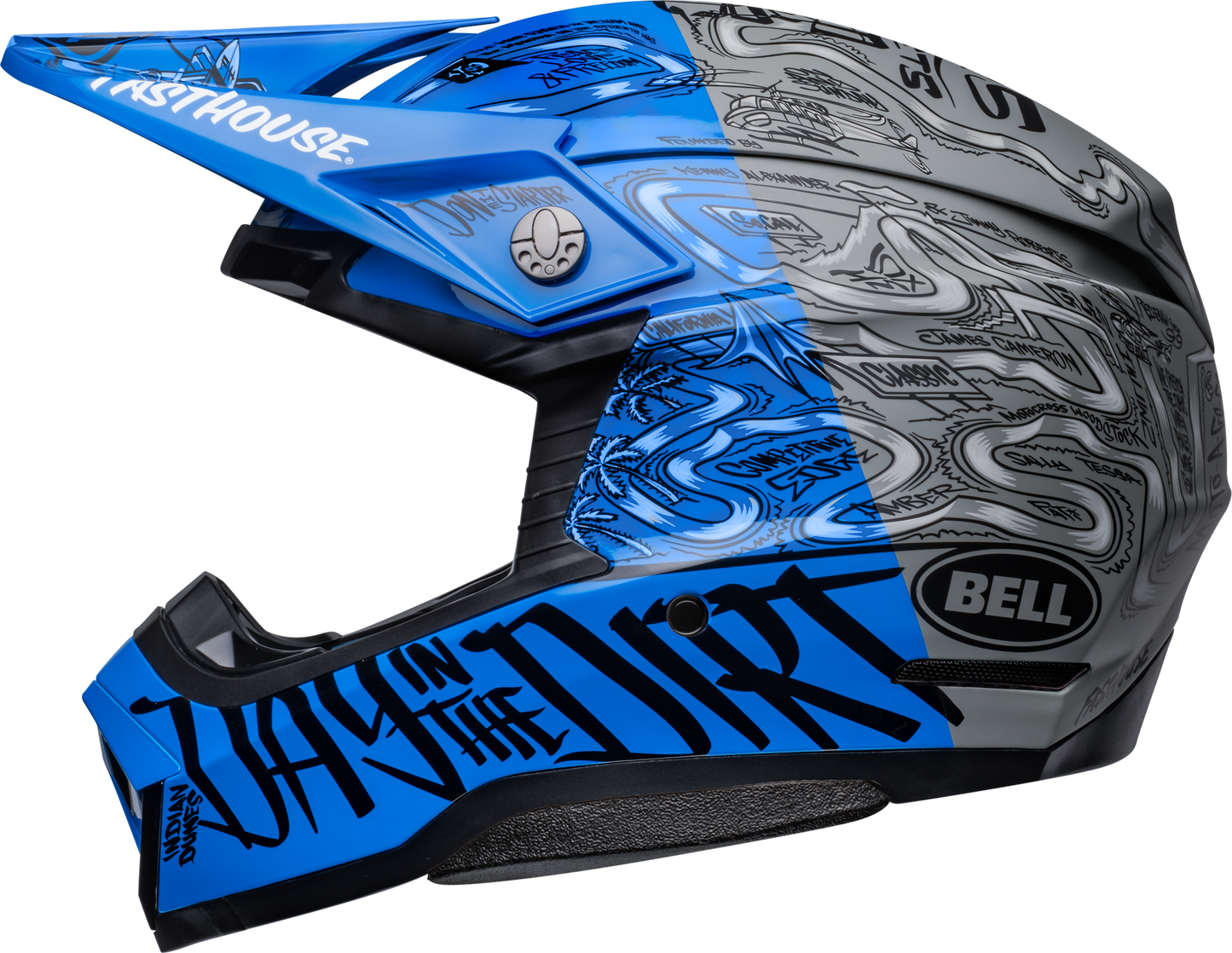 BELL LE MOTO-10 SPHERICAL FASTHOUSE DAY IN THE DIRT BLUE/GREY HELMET