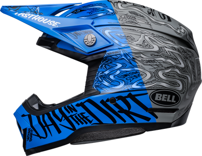 BELL LE MOTO-10 SPHERICAL FASTHOUSE DAY IN THE DIRT BLUE/GREY HELMET