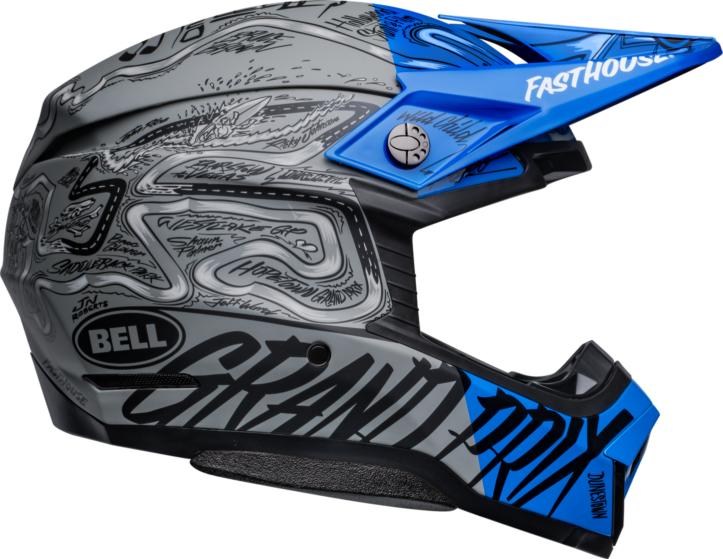 BELL LE MOTO-10 SPHERICAL FASTHOUSE DAY IN THE DIRT BLUE/GREY HELMET