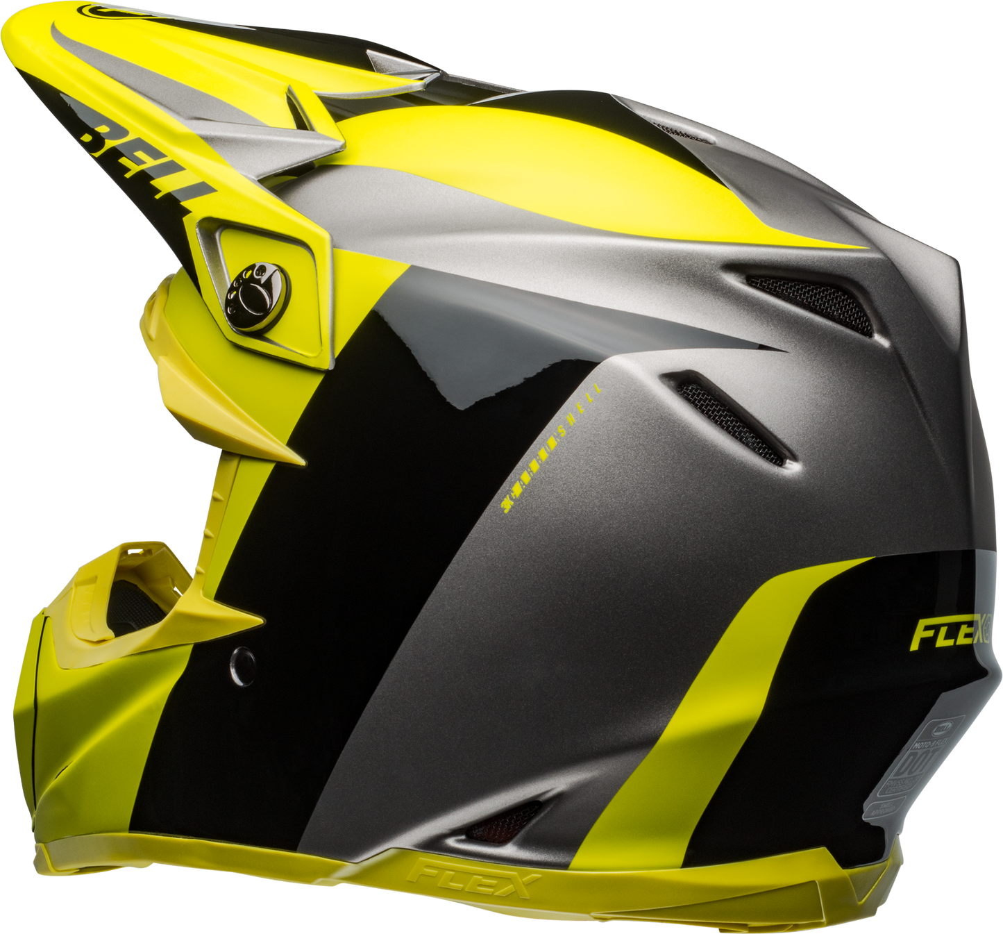 BELL MOTO-9 FLEX DIVISION MATTE/GLOSS BLACK/HI-VIZ/GREY HELMET