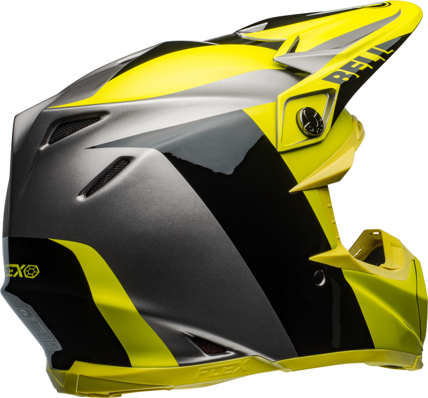 BELL MOTO-9 FLEX DIVISION MATTE/GLOSS BLACK/HI-VIZ/GREY HELMET