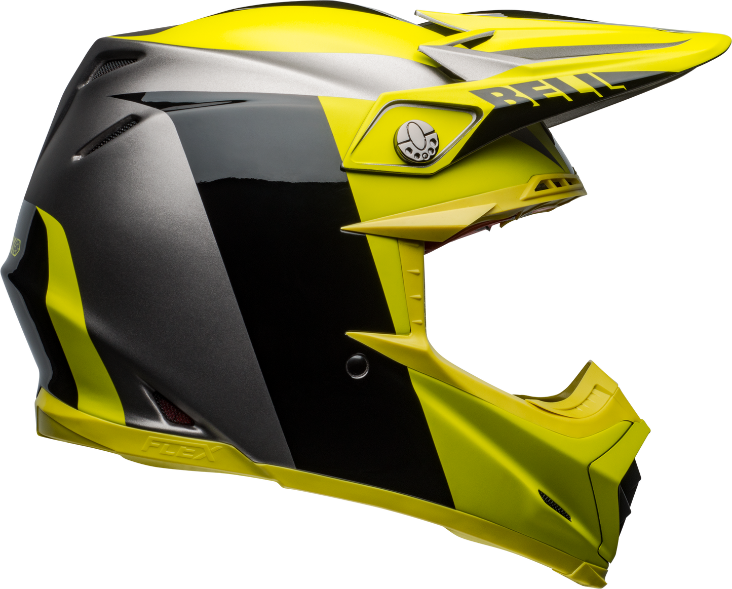 BELL MOTO-9 FLEX DIVISION MATTE/GLOSS BLACK/HI-VIZ/GREY HELMET