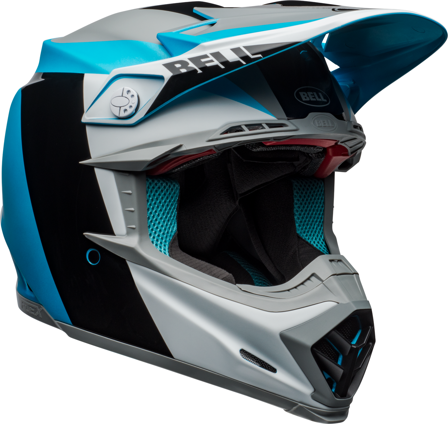 BELL MOTO-9 FLEX DIVISION MATTE/GLOSS WHITE/BLACK/BLUE HELMET