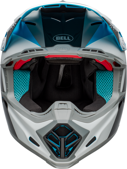 BELL MOTO-9 FLEX DIVISION MATTE/GLOSS WHITE/BLACK/BLUE HELMET