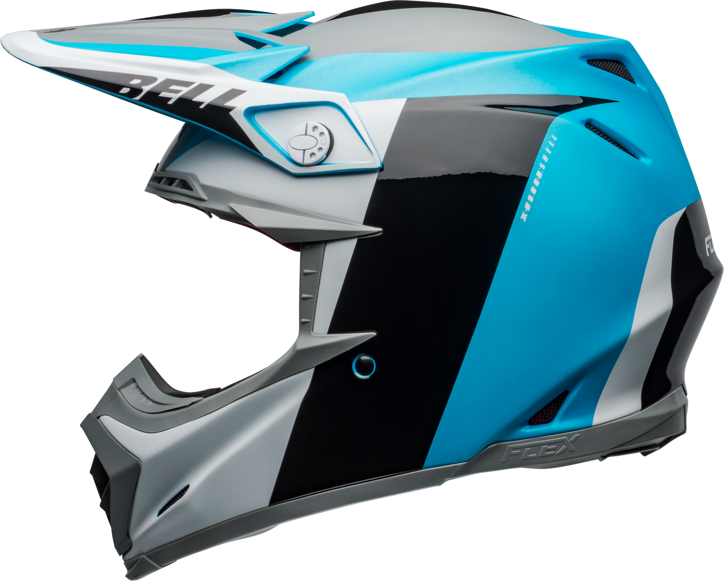 BELL MOTO-9 FLEX DIVISION MATTE/GLOSS WHITE/BLACK/BLUE HELMET