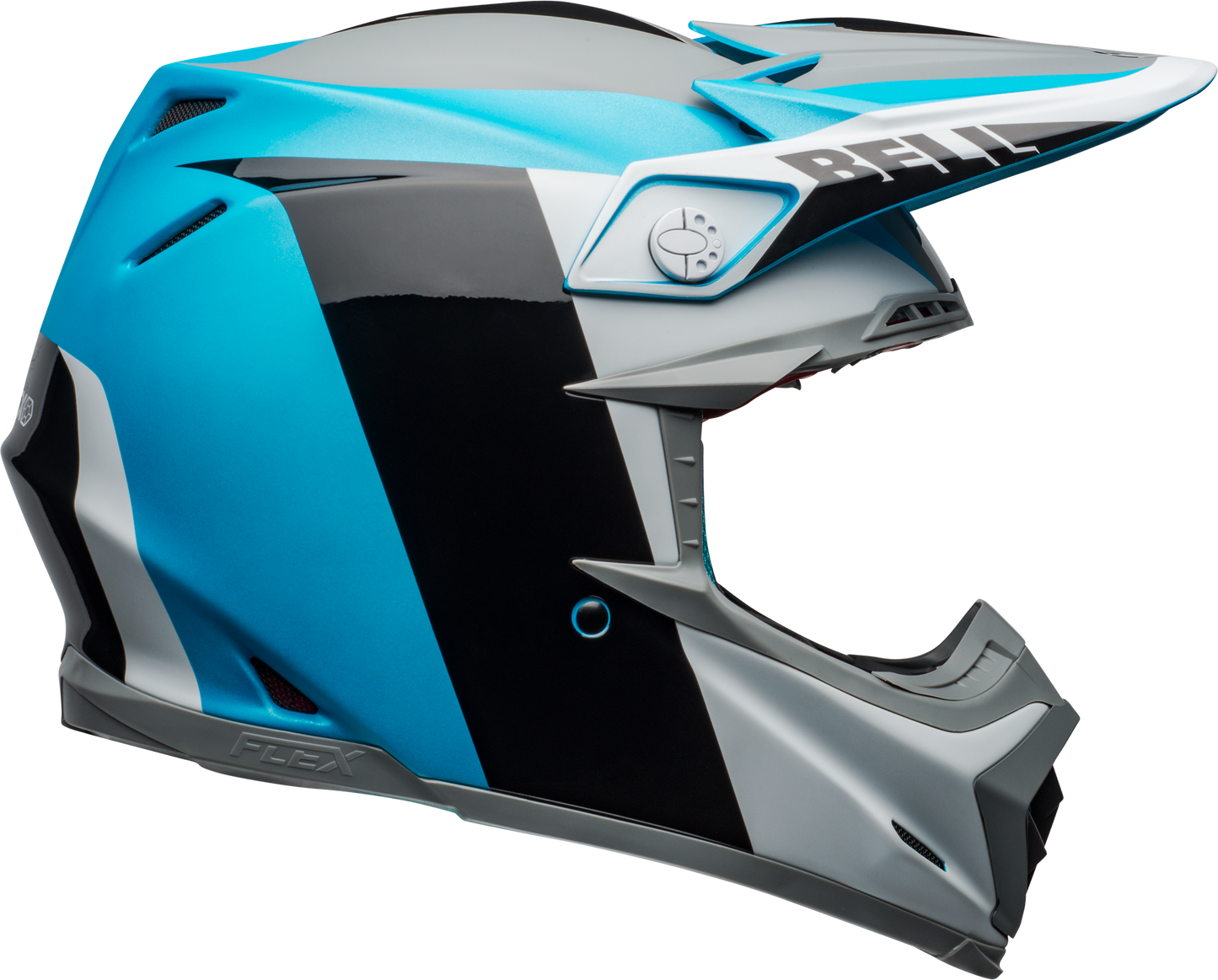 BELL MOTO-9 FLEX DIVISION MATTE/GLOSS WHITE/BLACK/BLUE HELMET