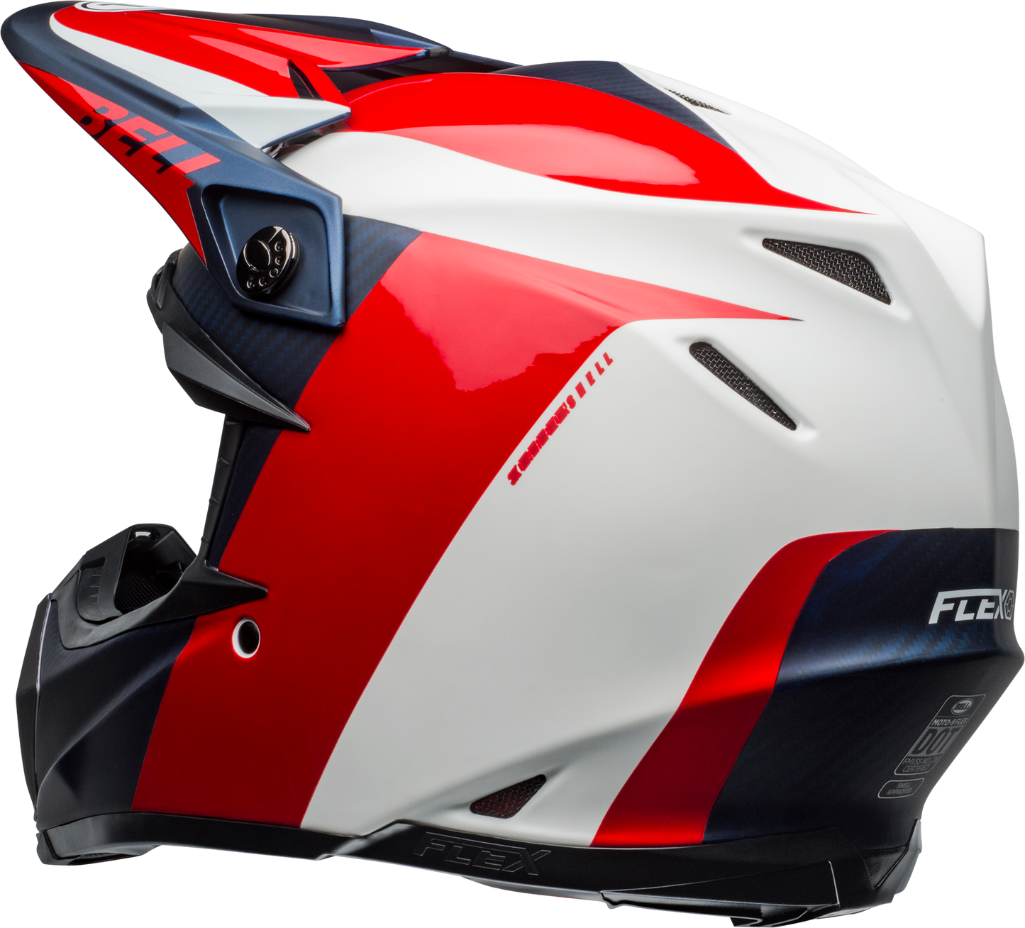 BELL MOTO-9 FLEX DIVISION MATTE/GLOSS WHITE/BLUE/RED HELMET