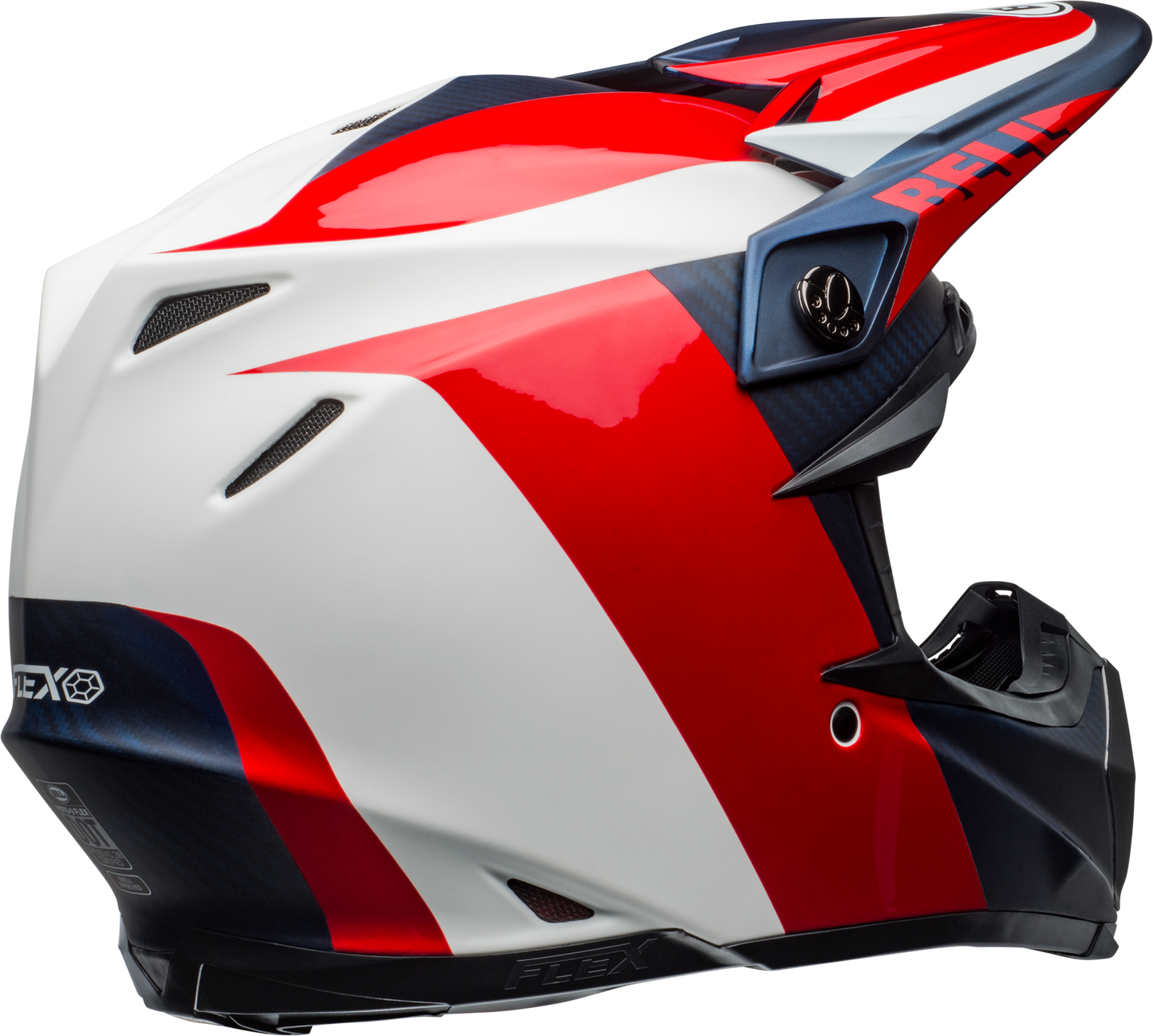 BELL MOTO-9 FLEX DIVISION MATTE/GLOSS WHITE/BLUE/RED HELMET