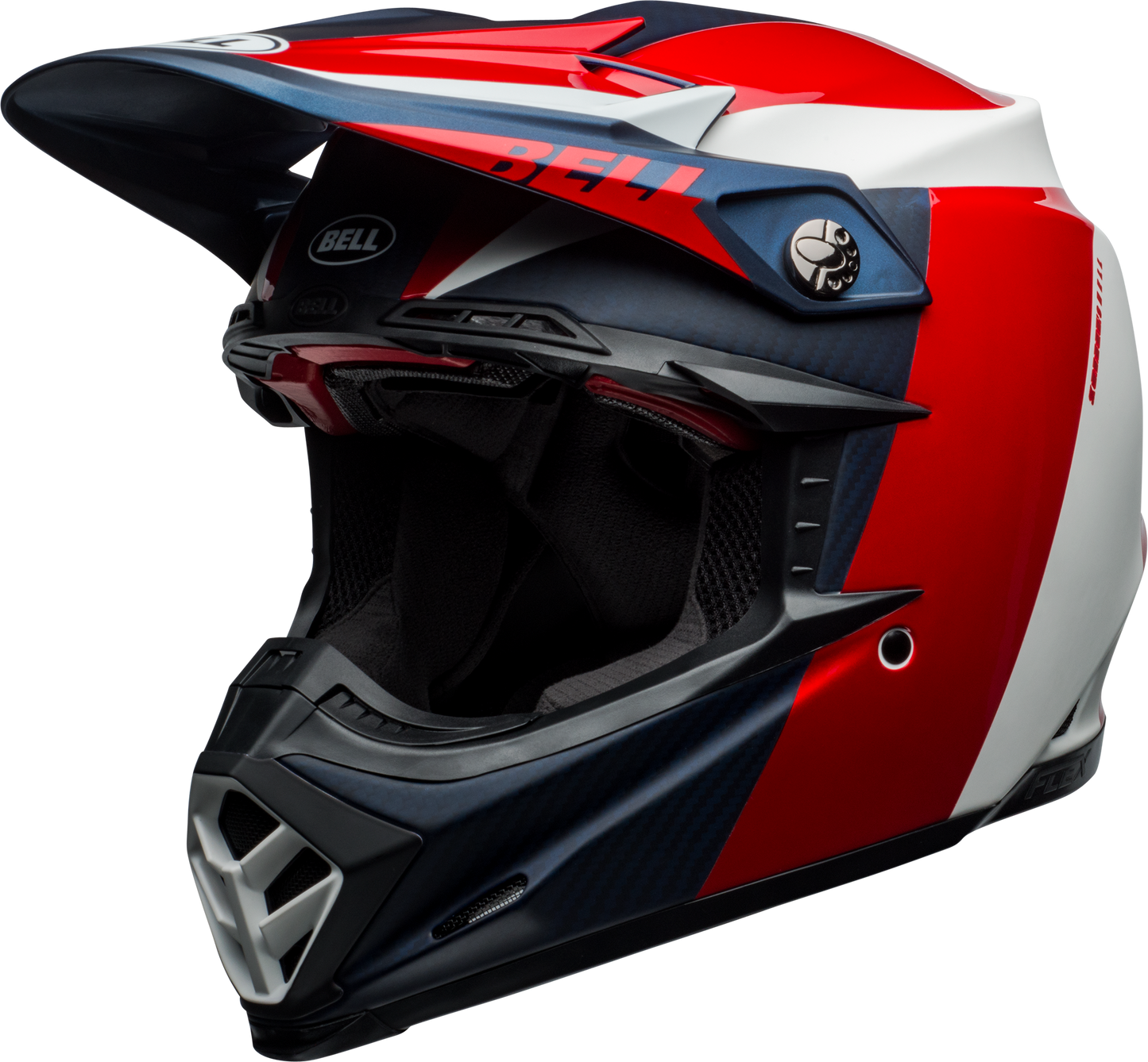 BELL MOTO-9 FLEX DIVISION MATTE/GLOSS WHITE/BLUE/RED HELMET